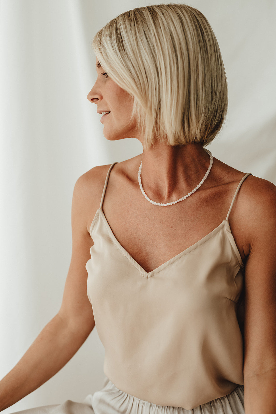 LINIE5 - Halskette All Pearls Weiße Jade